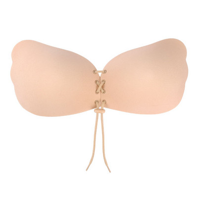 Kleepuvast silikoonist nähtamatu rinnahoidja Push Up pingutusnööriga kleepuv õlakateta täisrinnahoidjad, seljata eest sulguv, seksikas naiste aluspesu