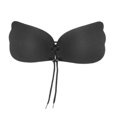 Kleepuvast silikoonist nähtamatu rinnahoidja Push Up pingutusnööriga kleepuv õlakateta täisrinnahoidjad, seljata eest sulguv, seksikas naiste aluspesu