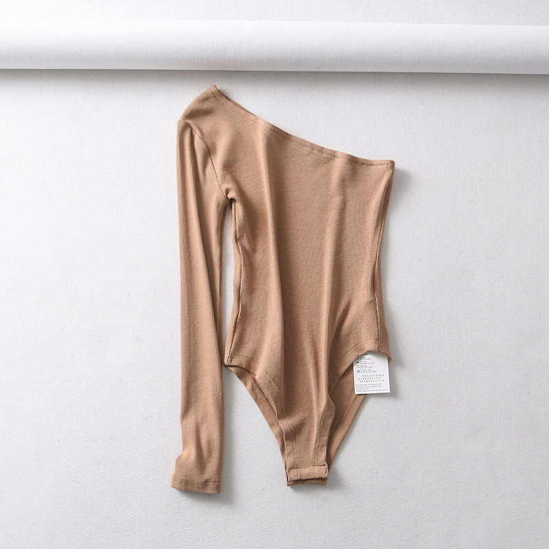 noua moda femeilor sexy fara bretele body cu o singura maneca toamna doamnelor sub top salopete din bumbac
