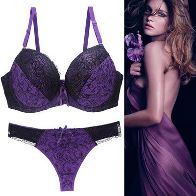 Set de lenjerie intima sutien sexy de 2 piese Lenjerie pentru femei Push Up Ultra-subțire Cupă DD E ajustată cu sârmă Sutiene de dantelă de dimensiuni mari Sutiene chiloți costum