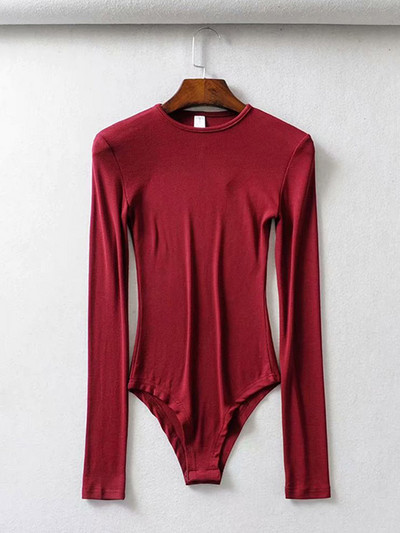 Primăvară toamnă femei ocazional cu mâneci lungi decolteu O tricotat Body Streetwear salopete elastice skinny