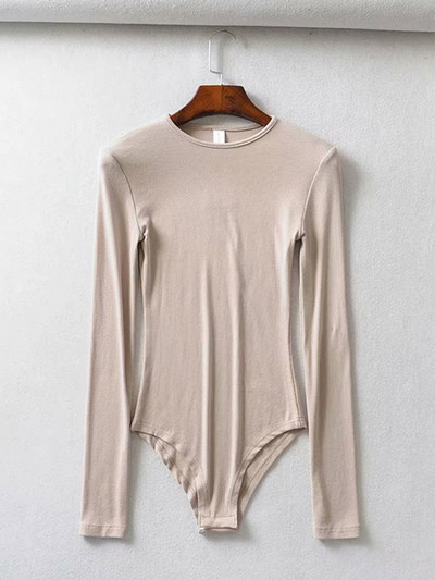 Primăvară toamnă femei ocazional cu mâneci lungi decolteu O tricotat Body Streetwear salopete elastice skinny