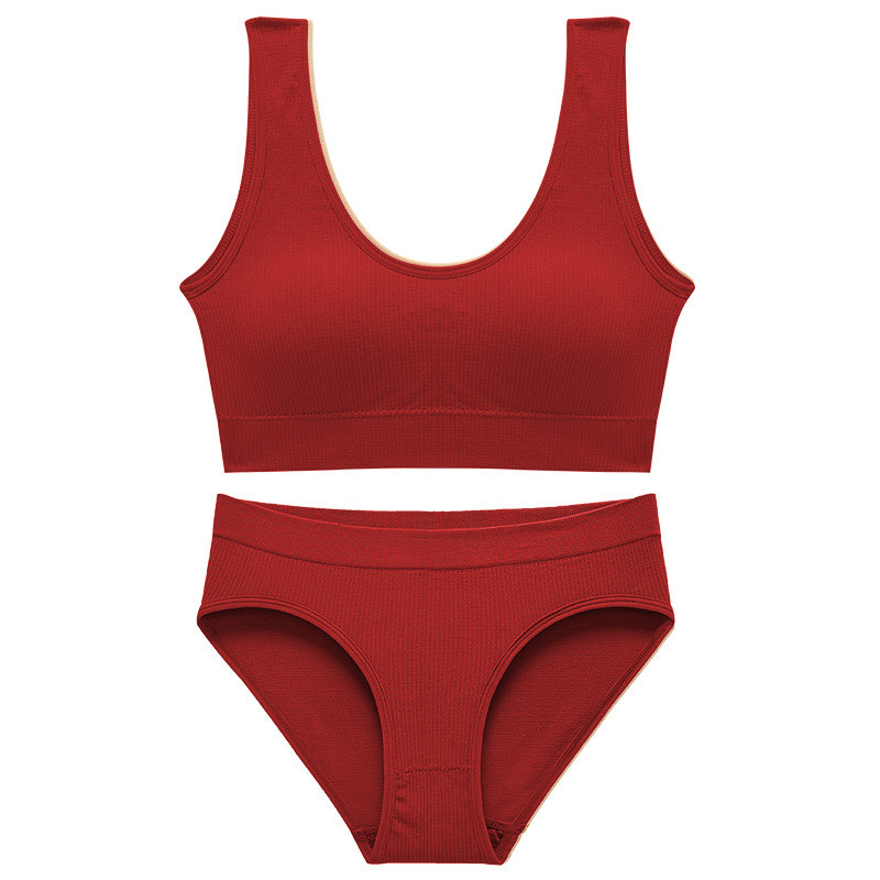 Set de 2 bucăți pentru femei, sutien fără sudură, chiloți, sutien sport elastic elastic, slip, stil, chiloți, bralette, crop top, set de lenjerie intimă