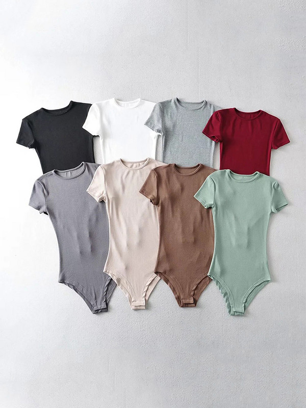 Suvised seksikad naiste õhukesed lühikeste varrukatega O-kaelusega topid Bodid Naistele püksid Streetwear dressid