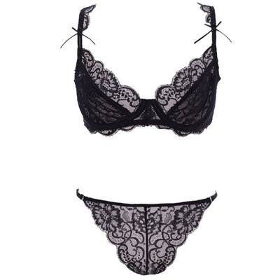 Γυναικεία Σετ σουτιέν Varsbaby Ultra-Thin Sexy Lace Underwire Εσώρουχα με λουλούδια προσαρμοσμένα με λουράκια