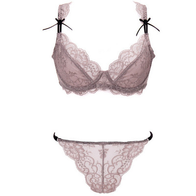 Γυναικεία Σετ σουτιέν Varsbaby Ultra-Thin Sexy Lace Underwire Εσώρουχα με λουλούδια προσαρμοσμένα με λουράκια