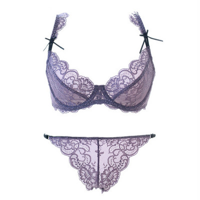 Γυναικεία Σετ σουτιέν Varsbaby Ultra-Thin Sexy Lace Underwire Εσώρουχα με λουλούδια προσαρμοσμένα με λουράκια