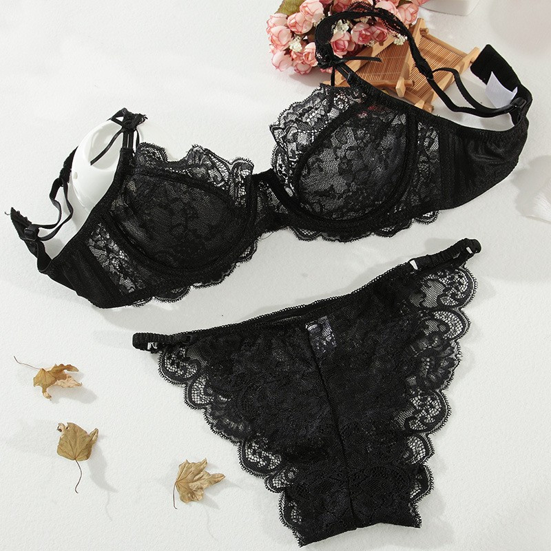 Γυναικεία Σετ σουτιέν Varsbaby Ultra-Thin Sexy Lace Underwire Εσώρουχα με λουλούδια προσαρμοσμένα με λουράκια