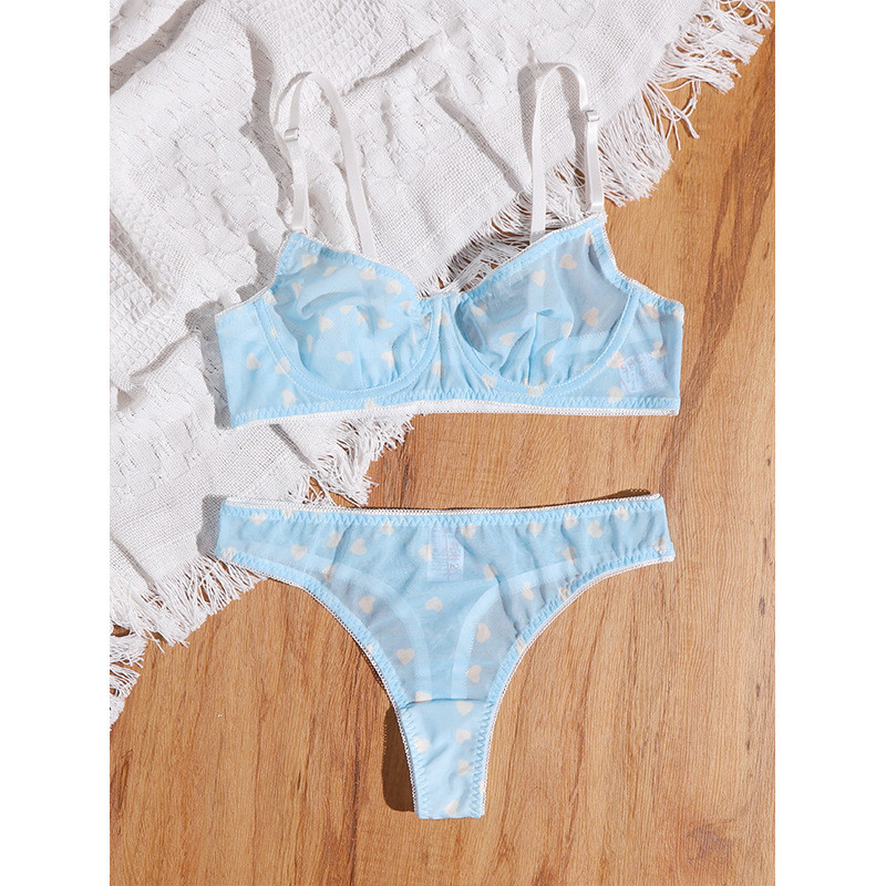 Leechee New Srrival Lenjerie erotică Love Printing Lenjerie de corp pentru femei, 7 culori, perspectivă, set de sutien din două piese pentru femei