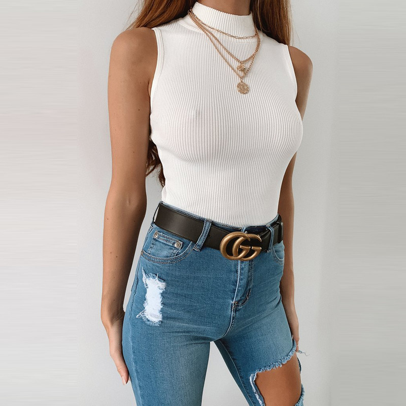 Body fără mâneci pentru femei, cu gât rigiș, sexy alunecat, vara 2019, haine calde pentru femei, salopetă slim fit la modă