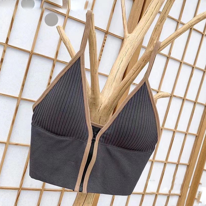 CHRLEISURE φερμουάρ Crop Top Σουτιέν Γυναικείο Tank Top Αμάνικο Καμισόλ Tube Top Tank εσωρούχων