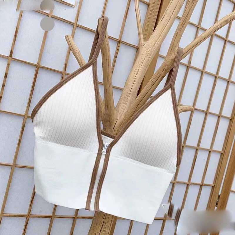 CHRLEISURE φερμουάρ Crop Top Σουτιέν Γυναικείο Tank Top Αμάνικο Καμισόλ Tube Top Tank εσωρούχων