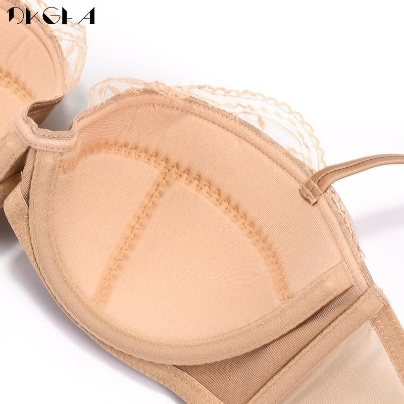 Sutien din satin de culoare solidă Push Up Confortabil Set de sutien 1/2 Cupă Set de lenjerie intimă din bumbac subțire de marca sexy pentru femei, dantela neagră