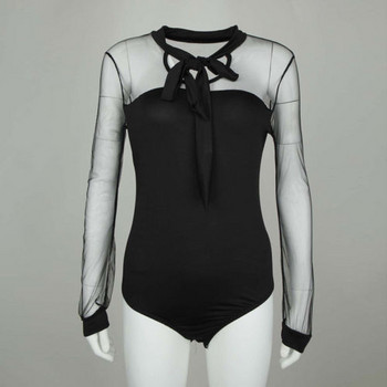 Γυναικεία μακρυμάνικη φόρμα τούλι Leotard μαύρη μπλούζα Ολόσωμη φόρμα συνονθύλευμα αμάνικη ολόσωμη φόρμα Γυναικείο πάρτι