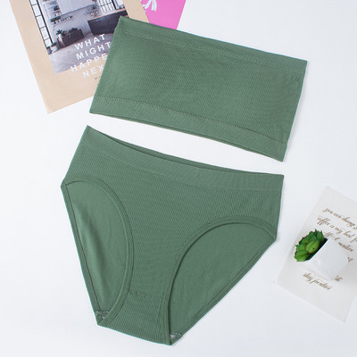 Ženski seksi rebrasti komplet donjeg rublja Bešavni komplet grudnjaka bez naramenica Osnovni bežični komplet grudnjaka