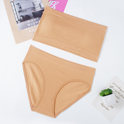 Ženski seksi rebrasti komplet donjeg rublja Bešavni komplet grudnjaka bez naramenica Osnovni bežični komplet grudnjaka