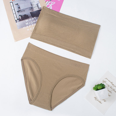 Ženski seksi rebrasti komplet donjeg rublja Bešavni komplet grudnjaka bez naramenica Osnovni bežični komplet grudnjaka