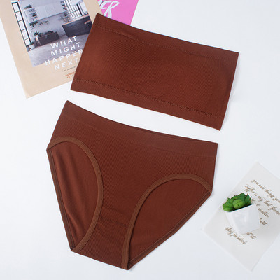 Ženski seksi rebrasti komplet donjeg rublja Bešavni komplet grudnjaka bez naramenica Osnovni bežični komplet grudnjaka