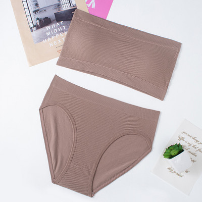 Ženski seksi rebrasti komplet donjeg rublja Bešavni komplet grudnjaka bez naramenica Osnovni bežični komplet grudnjaka