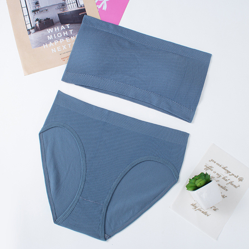 Ženski seksi rebrasti komplet donjeg rublja Bešavni komplet grudnjaka bez naramenica Osnovni bežični komplet grudnjaka