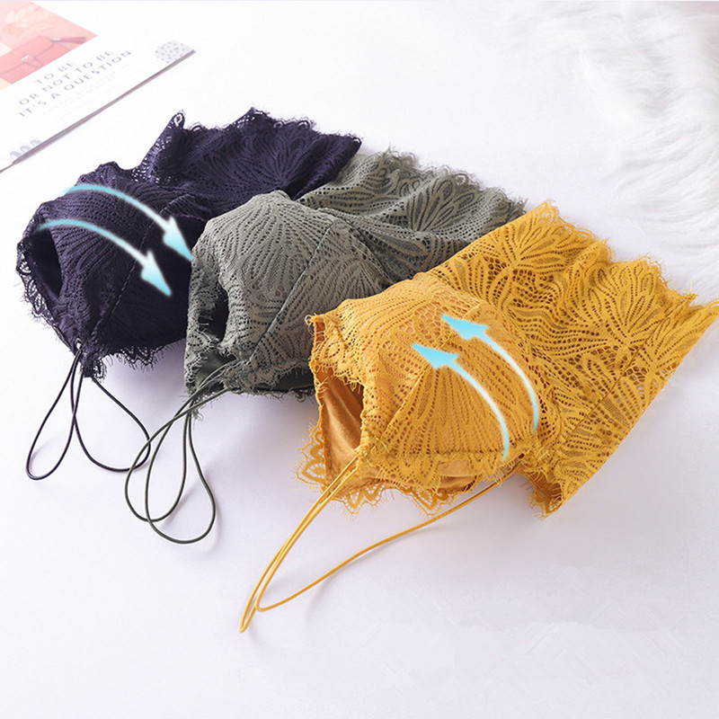 Sutiene pentru femei Push Up Sutien din dantelă fără fir Top Sexy Bralette Plus Size Lenjerie de fitness cu model de flori Lenjerie cupa întreagă