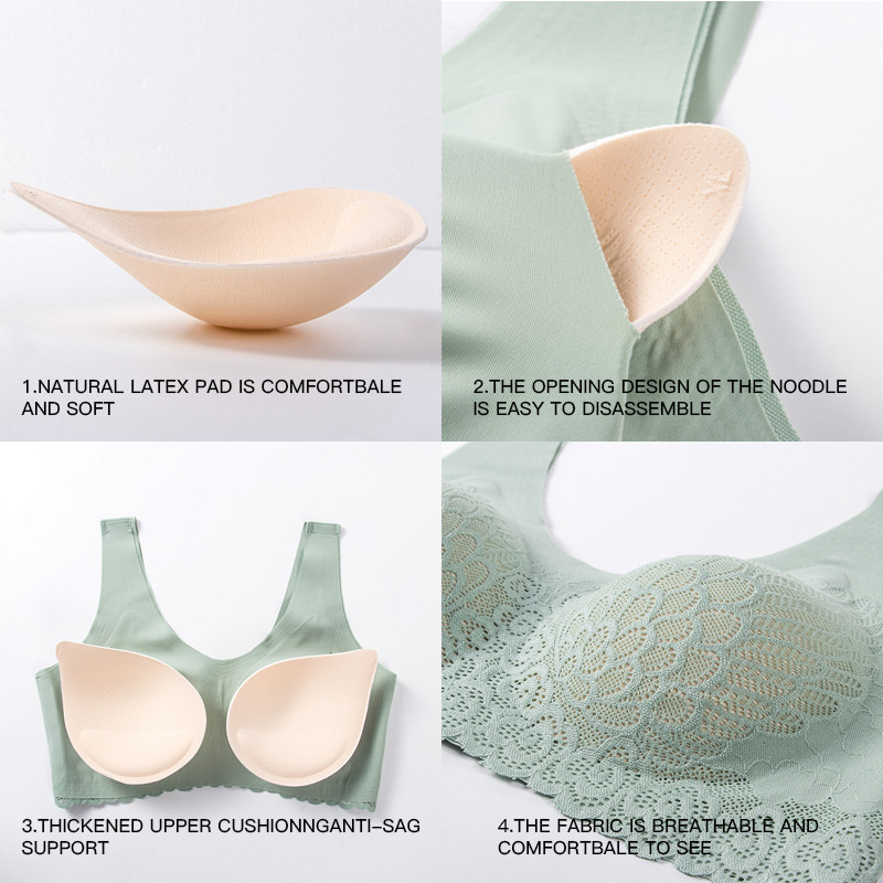 Γυναικείο σουτιέν χωρίς ραφή από λατέξ ώθηση επάνω Εσώρουχα Ψύξη Συγκεντρώνει μαξιλαράκι με προστασία από κραδασμούς Γυναικεία οικεία μόδα Μαλακό άνετο μπραλέτ