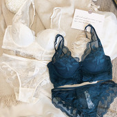 Wriufred Set de lenjerie intima cu sârmă pentru femei, sutien de adunare sexy din dantelă, perspectivă, lenjerie subțire