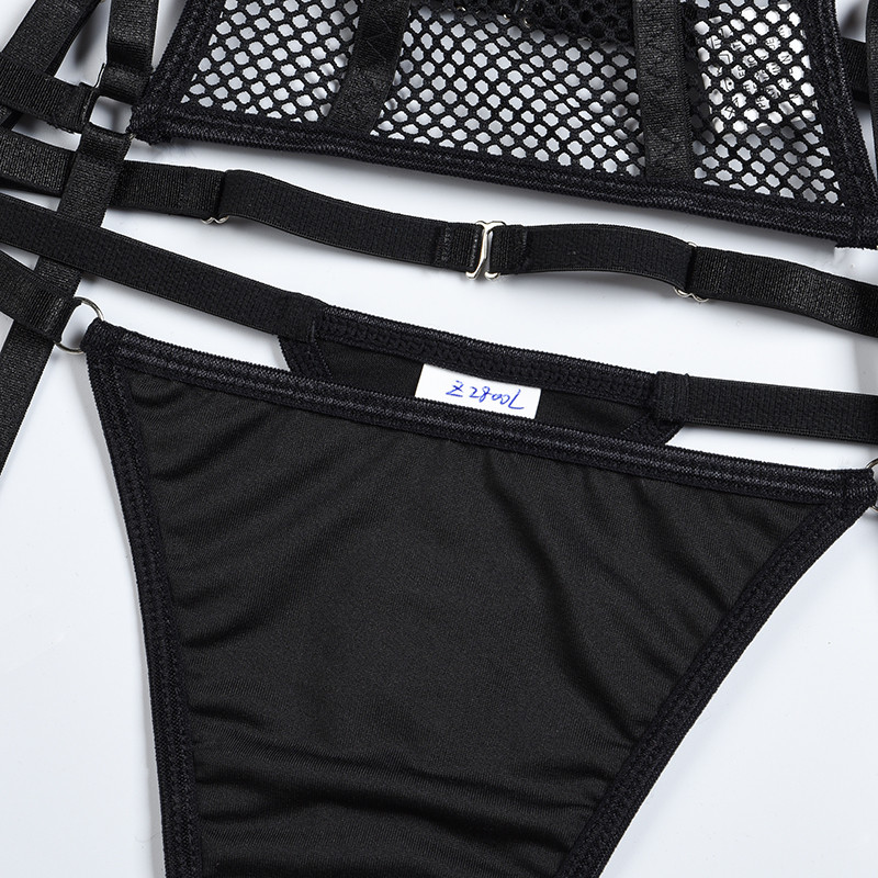 Diccvicc Erotsko donje rublje Crno prozirno mrežasto izrezano grudnjak Bandage bodi Žensko seksi čipkano donje rublje Ženska odjeća Egzotični set