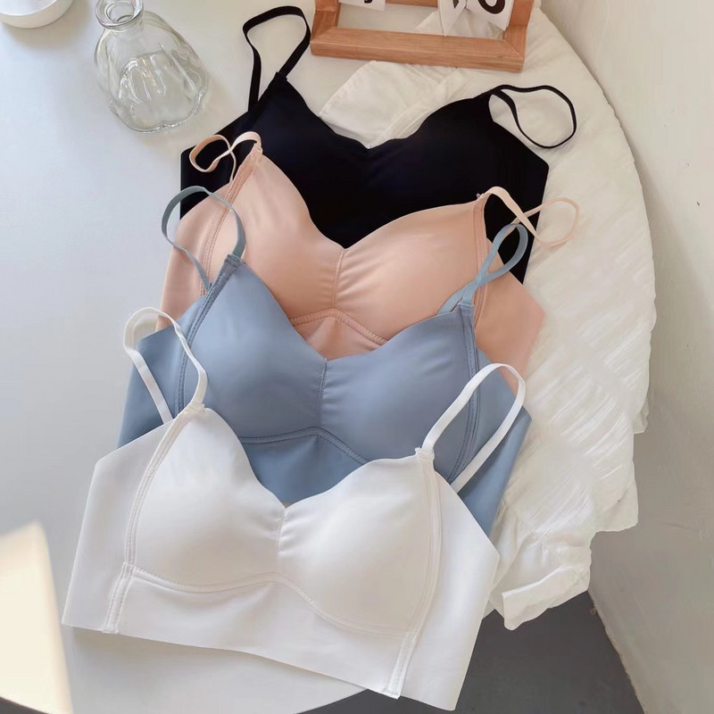 Sutiene tip vestă fără cusuri Moale fără sârmă Sutien sexy cupa subțire Ventilație Sutiene pentru femei Piept mic Lenjerie de corp Push Up Simplicity