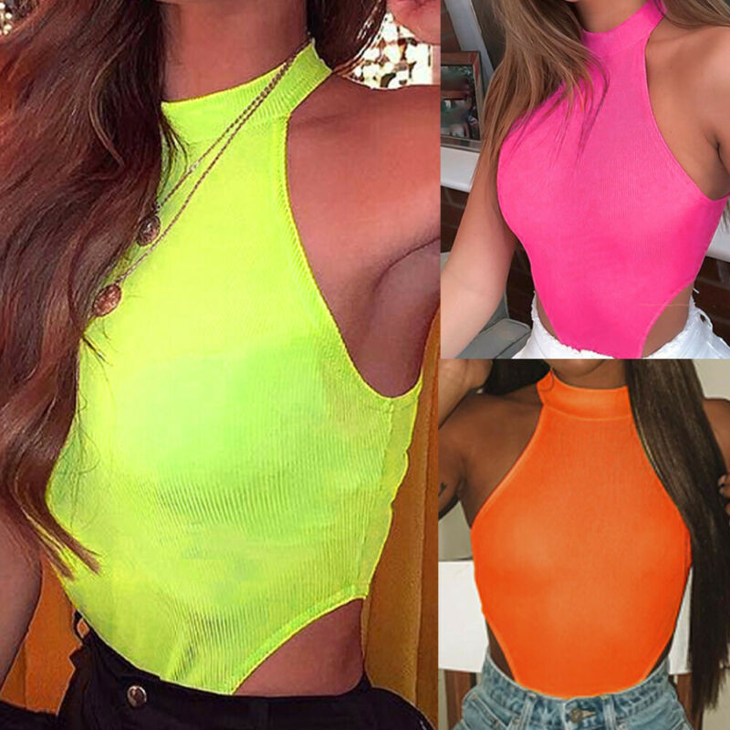 Vară Femei Bodycon Slim Fitness Antrenament Fără mâneci Clubwear Salopete Salopete de pe umăr Halter Solid Body Outwear Topuri