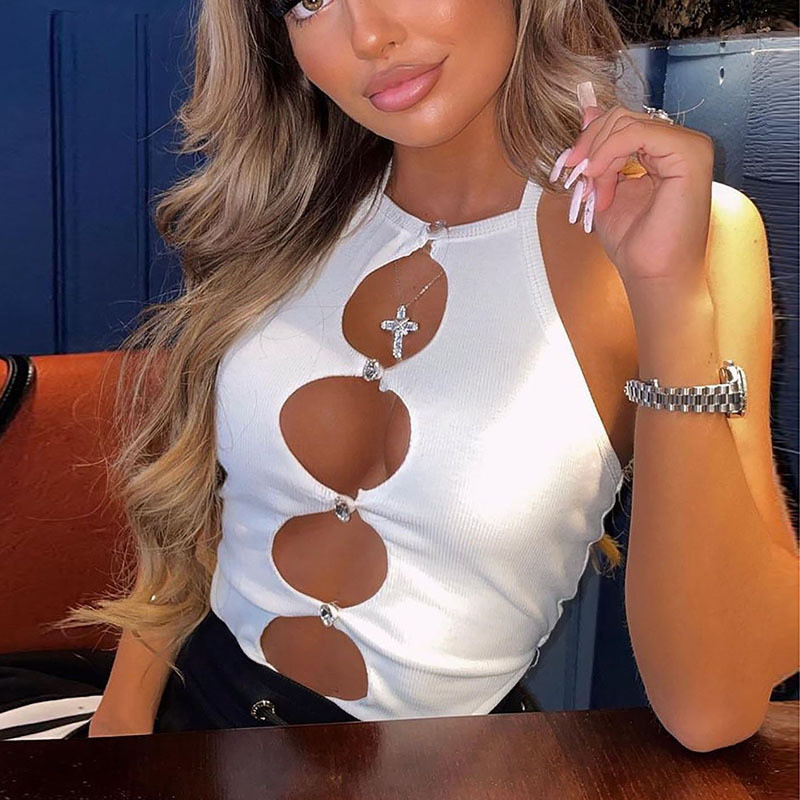 Γυναικείες σέξι κορμάκια με γραβάτα, αμάνικα κοψί και κούφια, μονόχρωμα μονόχρωμα, κοκαλιάρικο κορμάκια γυναικεία μπλουζάκια