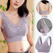 Bežični čipkasti grudnjak U leđa Ženski push up sportski grudnjak Grudnjak za spavanje Seksi cvjetno donje rublje Bešavno podstavljeno udobno donje rublje