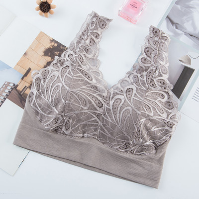 Bežični čipkasti grudnjak U leđa Ženski push up sportski grudnjak Grudnjak za spavanje Seksi cvjetno donje rublje Bešavno podstavljeno udobno donje rublje
