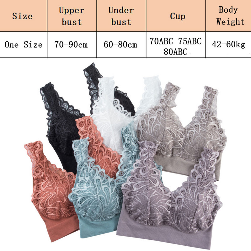 Bežični čipkasti grudnjak U leđa Ženski push up sportski grudnjak Grudnjak za spavanje Seksi cvjetno donje rublje Bešavno podstavljeno udobno donje rublje