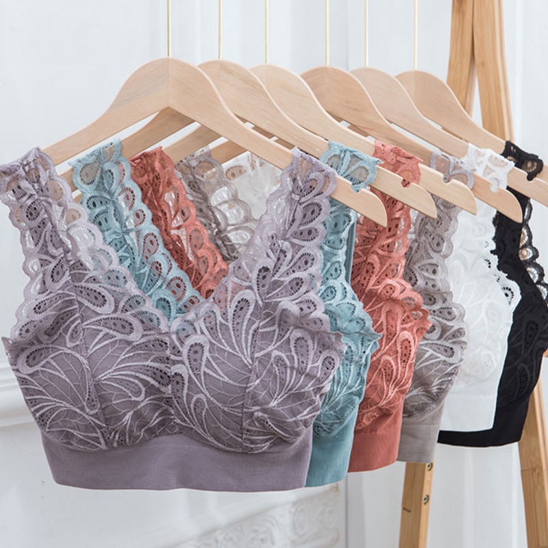 Bežični čipkasti grudnjak U leđa Ženski push up sportski grudnjak Grudnjak za spavanje Seksi cvjetno donje rublje Bešavno podstavljeno udobno donje rublje
