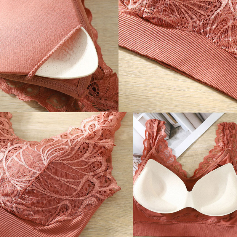 Bežični čipkasti grudnjak U leđa Ženski push up sportski grudnjak Grudnjak za spavanje Seksi cvjetno donje rublje Bešavno podstavljeno udobno donje rublje