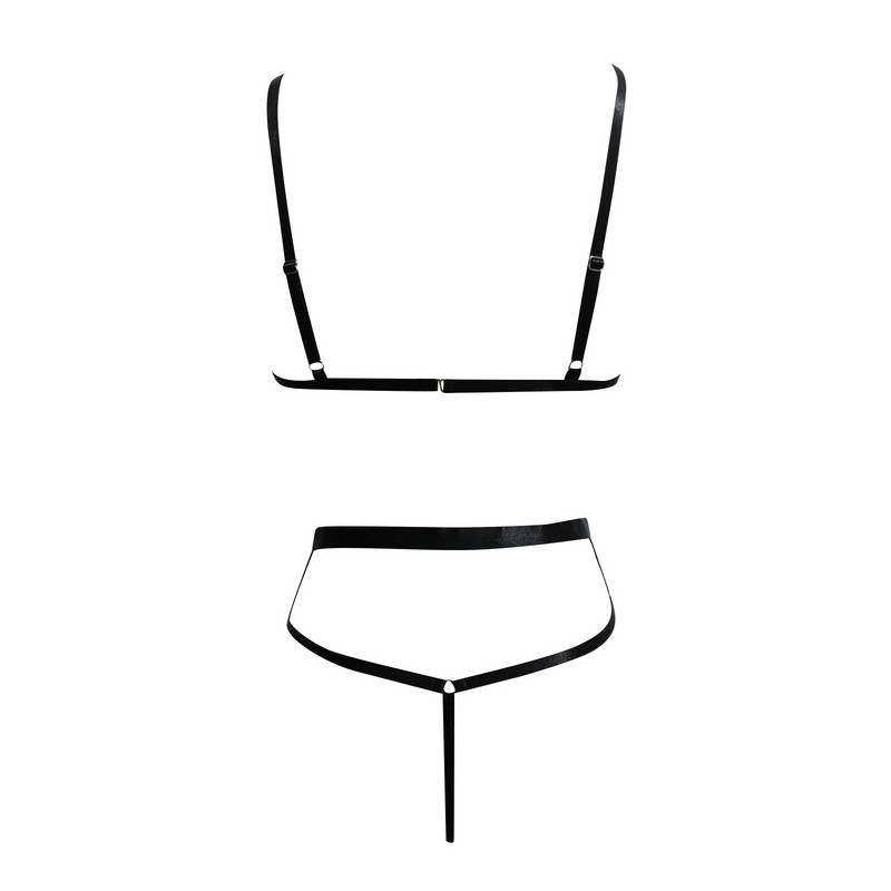 Σέξι γυναικεία εσώρουχα λάτεξ δύο τεμαχίων PU Δερμάτινο γυναικείο δαχτυλίδι από ατσάλι Push Up σουτιέν για γυναικεία σέξι εσώρουχα ψηλόμεση