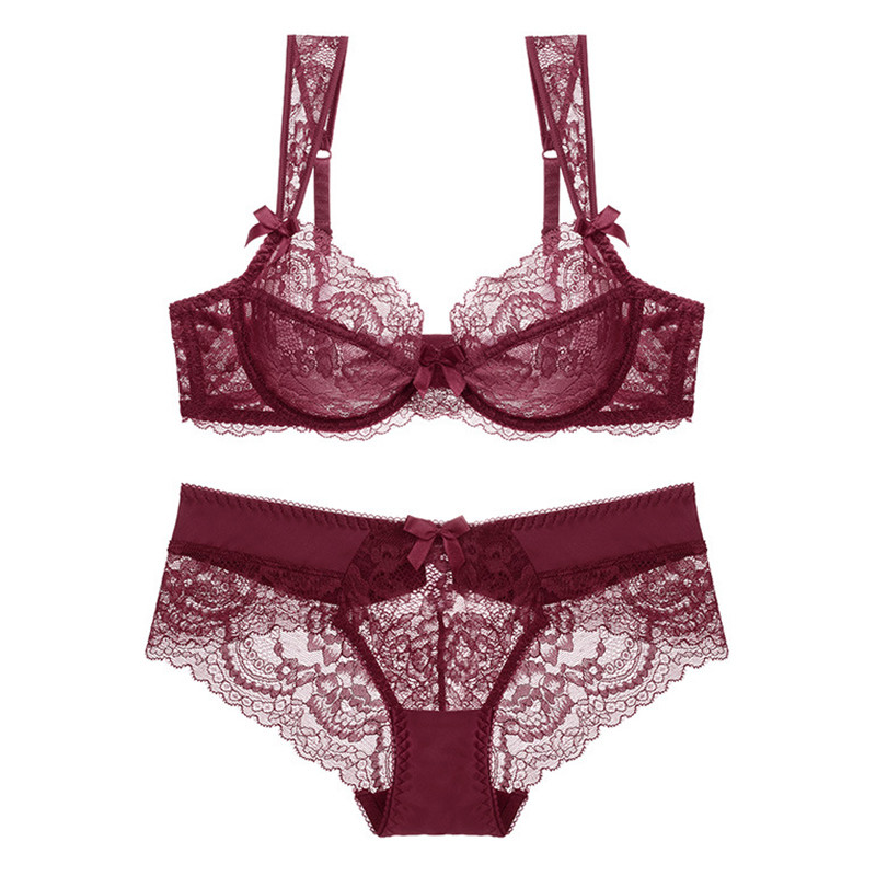 Σέξι δαντελένιο διάφανο σουτιέν με πέτρες Ultra Thin Unline σουτιέν και Σετ εσώρουχα Γυναικεία Εσώρουχα Plus Size ABCD Cup 95C 95D