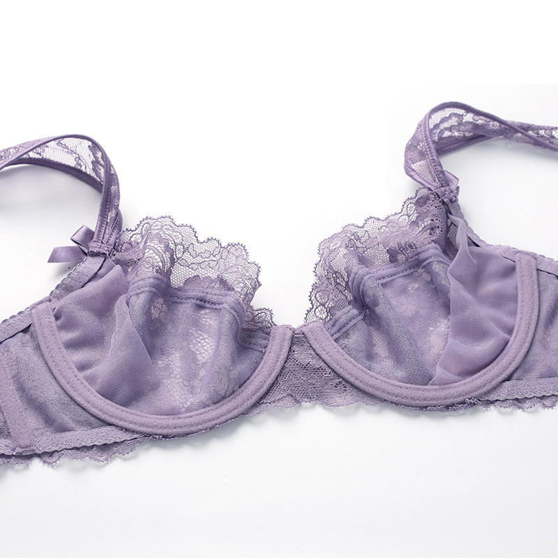 Σέξι δαντελένιο διάφανο σουτιέν με πέτρες Ultra Thin Unline σουτιέν και Σετ εσώρουχα Γυναικεία Εσώρουχα Plus Size ABCD Cup 95C 95D