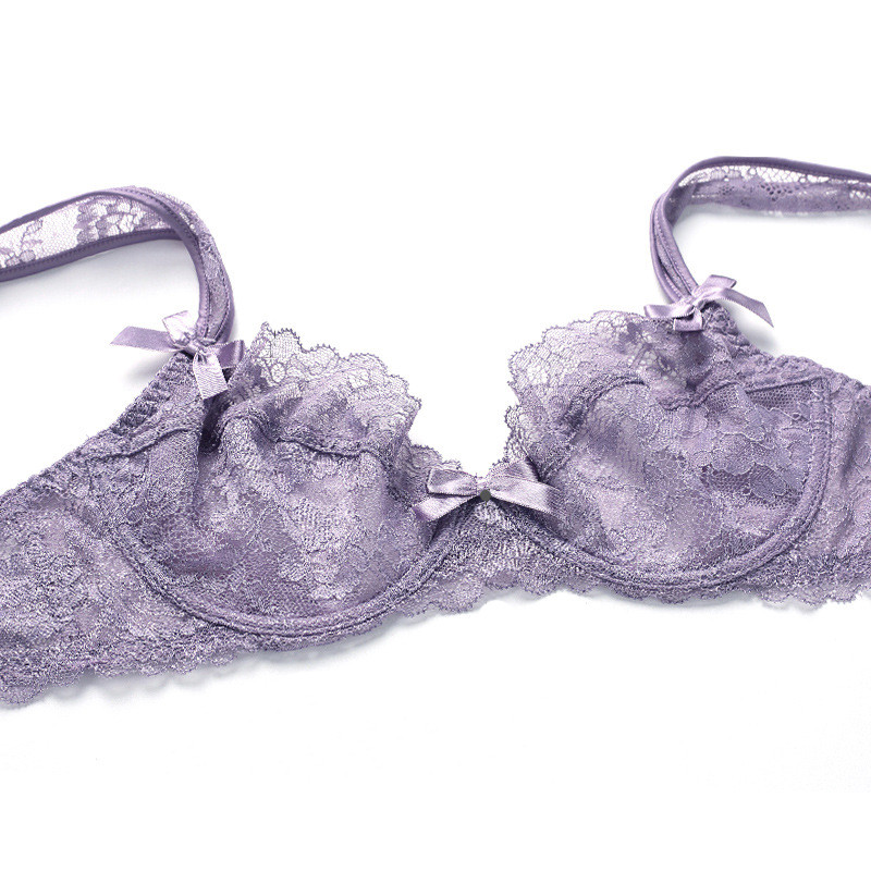 Σέξι δαντελένιο διάφανο σουτιέν με πέτρες Ultra Thin Unline σουτιέν και Σετ εσώρουχα Γυναικεία Εσώρουχα Plus Size ABCD Cup 95C 95D