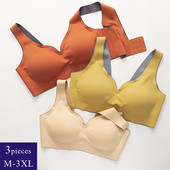 3 τμχ/σετ Ταϊλανδέζικο λάτεξ Εσώρουχα δύο χρωμάτων Ταιριασμένα Γυναικεία Λεπτά χωρίς ατσάλι δαχτυλίδι Εξαιρετικά ελαφρύ Σουτιέν ύπνου με αθλητικό γιλέκο με γάντζους