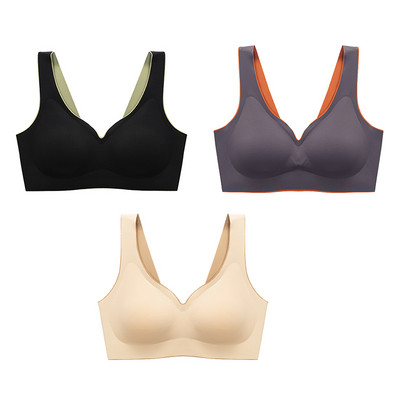 3 τμχ/σετ Ταϊλανδέζικο λάτεξ Εσώρουχα δύο χρωμάτων Ταιριασμένα Γυναικεία Λεπτά χωρίς ατσάλι δαχτυλίδι Εξαιρετικά ελαφρύ Σουτιέν ύπνου με αθλητικό γιλέκο με γάντζους