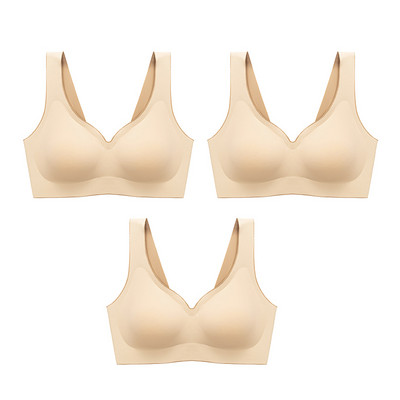 3 τμχ/σετ Ταϊλανδέζικο λάτεξ Εσώρουχα δύο χρωμάτων Ταιριασμένα Γυναικεία Λεπτά χωρίς ατσάλι δαχτυλίδι Εξαιρετικά ελαφρύ Σουτιέν ύπνου με αθλητικό γιλέκο με γάντζους