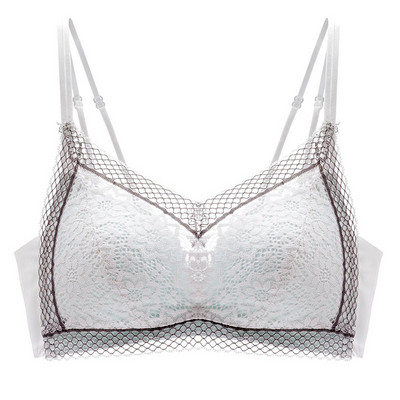 Sutien de damă din dantelă franțuzească la modă nouă, fără jante, piept mic și subțire, adunați lenjerie de corp sexy cu spate în U cupa triunghiulară