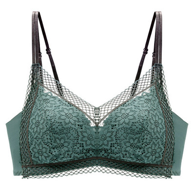 Sutien de damă din dantelă franțuzească la modă nouă, fără jante, piept mic și subțire, adunați lenjerie de corp sexy cu spate în U cupa triunghiulară
