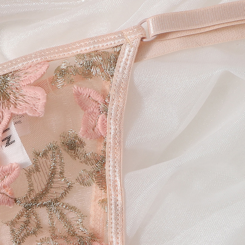 Push Up krūštura īsu komplekti Seksīga sieviešu apakšveļa ar ziedu izšuvumu mežģīņu apakšveļas komplekts Bralette Caurspīdīga seksīga jutekliska sieviešu apakšveļa