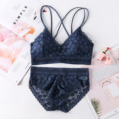Beauty Back Σέξι γυναικεία εσώρουχα Δαντέλα Bralette Push-up Σουτιέν και εσώρουχα Γυναικεία Σετ εσώρουχα σε σουτιέν με κέντημα