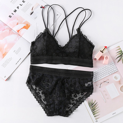 Beauty Back Σέξι γυναικεία εσώρουχα Δαντέλα Bralette Push-up Σουτιέν και εσώρουχα Γυναικεία Σετ εσώρουχα σε σουτιέν με κέντημα