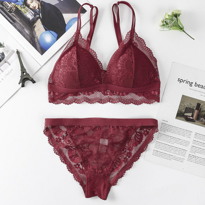 Beauty Back Σέξι γυναικεία εσώρουχα Δαντέλα Bralette Push-up Σουτιέν και εσώρουχα Γυναικεία Σετ εσώρουχα σε σουτιέν με κέντημα