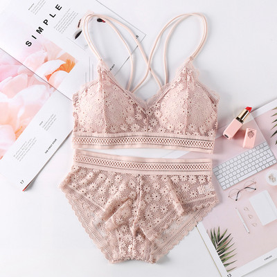 Beauty Back Σέξι γυναικεία εσώρουχα Δαντέλα Bralette Push-up Σουτιέν και εσώρουχα Γυναικεία Σετ εσώρουχα σε σουτιέν με κέντημα